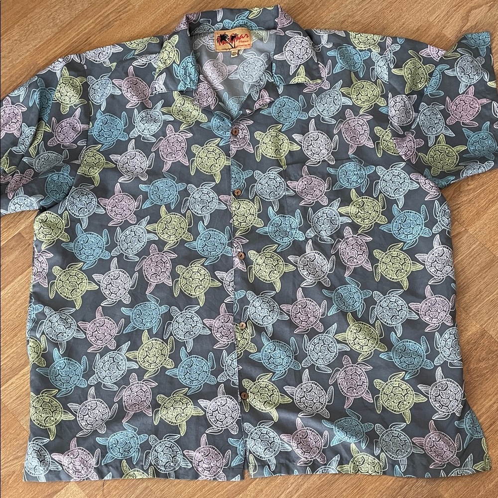Ingear Sea Turtle Patterned Men's Shirt - Gray, Blue, Green, Pink